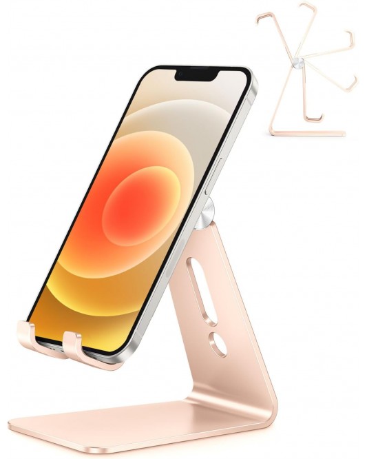 Adjustable Cell Phone Stand, C2 Aluminum Desktop Phone Holder Dock-Gold