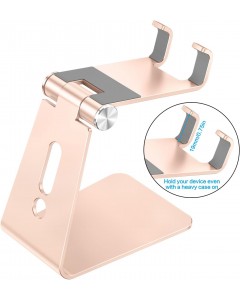 Adjustable Cell Phone Stand, C2 Aluminum Desktop Phone Holder Dock-Gold