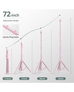 72" Phone Tripod & Selfie Stick, Extendable Cell Phone Tripod Stand with Wireless Remote and Phone Holder-Pink