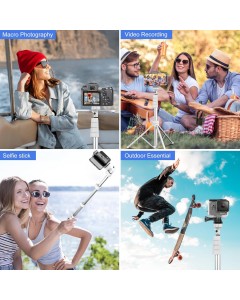 67" Phone Tripod & Selfie Stick, Extendable Cell Phone Tripod Stand with Wireless Remote and Phone Holder-Silver