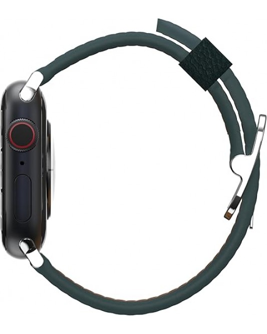 Leather Watch Band for IWatch Series 7/8/9 38/40/41mm Juniper SPRIG (Green)