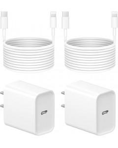 10 Ft iP Fast Charger, 2-Pack 20W Super Fast Charger with Long Fast Charging Cable-white