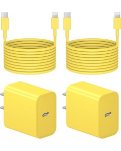 6 Ft iP Fast Charger   2-Pack 20W Super Fast Charger with Long Fast Charging Cable-Yellow