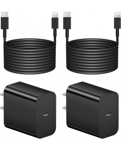 6 Ft iP Fast Charger   2-Pack 20W Super Fast Charger with Long Fast Charging Cable-Black